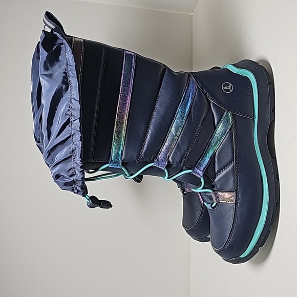 Lands' End Snowflake Insulated Winter Boots Thermolite Water Resistant Blue 6 - Picture 8 of 16